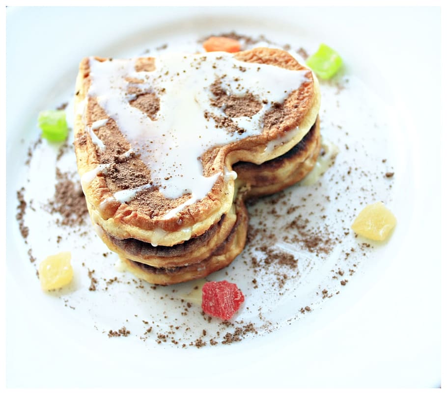 bread, food, plate, breakfast, dessert, pancakes, food and drink HD wallpaper