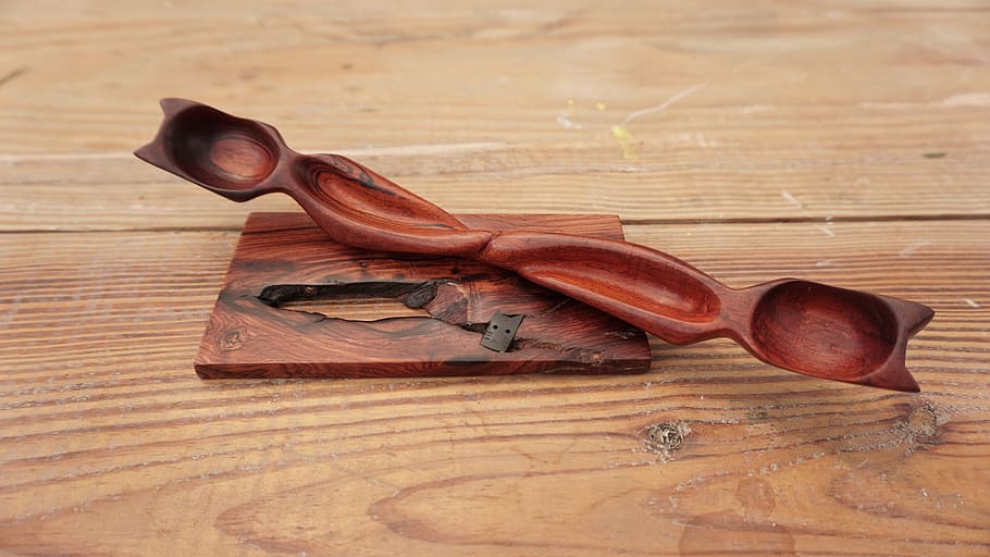 spoon, woodworker, cat spoon, wood - material, still life, table HD wallpaper