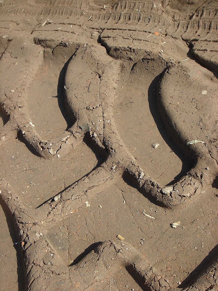 Print, Path, Field, Tire, Clay, Tractor, sand, fossil, no people HD wallpaper