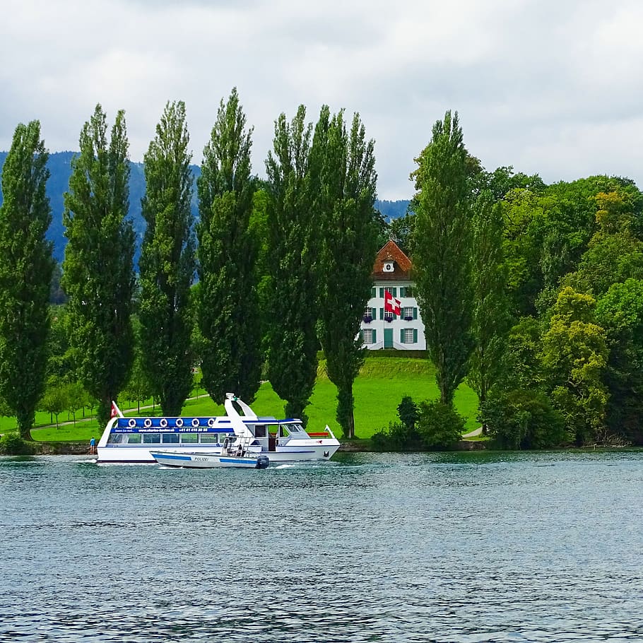switzerland, lucerne, luzern, tree, nautical vessel, waterfront HD wallpaper