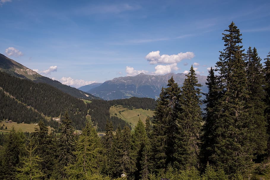 Landscape, View, Outlook, Mountains, trees, sky, nature, distant view HD wallpaper