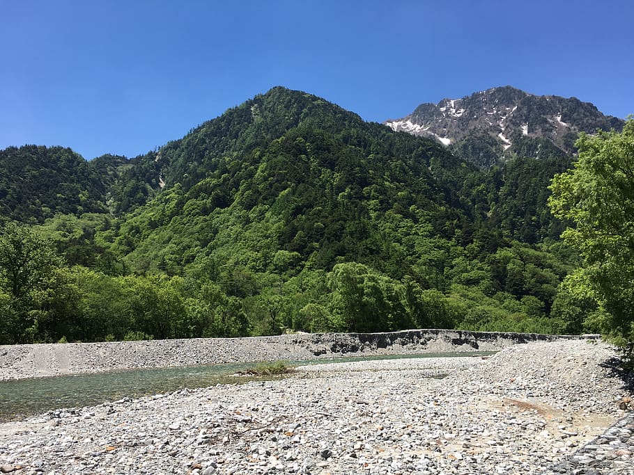 mountain, river, woods, tree, plant, scenics - nature, tranquil scene HD wallpaper