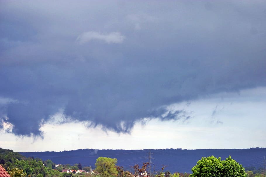 rain front, clouds, weather, blue, mood, drama, dark, sky, forward HD wallpaper