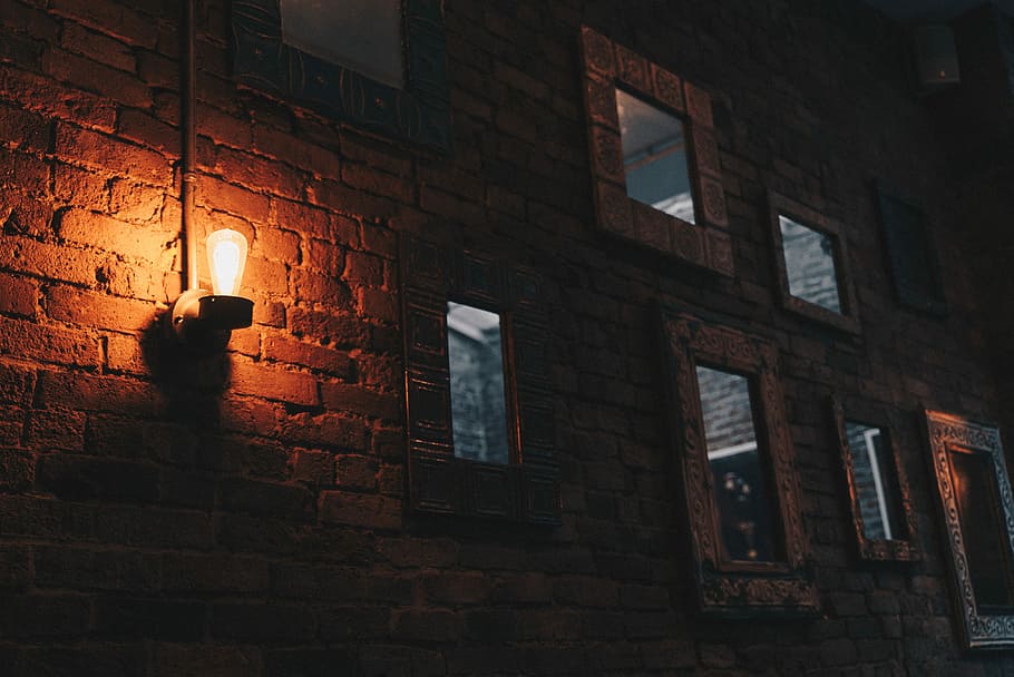turned on lights near mirrors, turned on incandescent light bulb HD wallpaper
