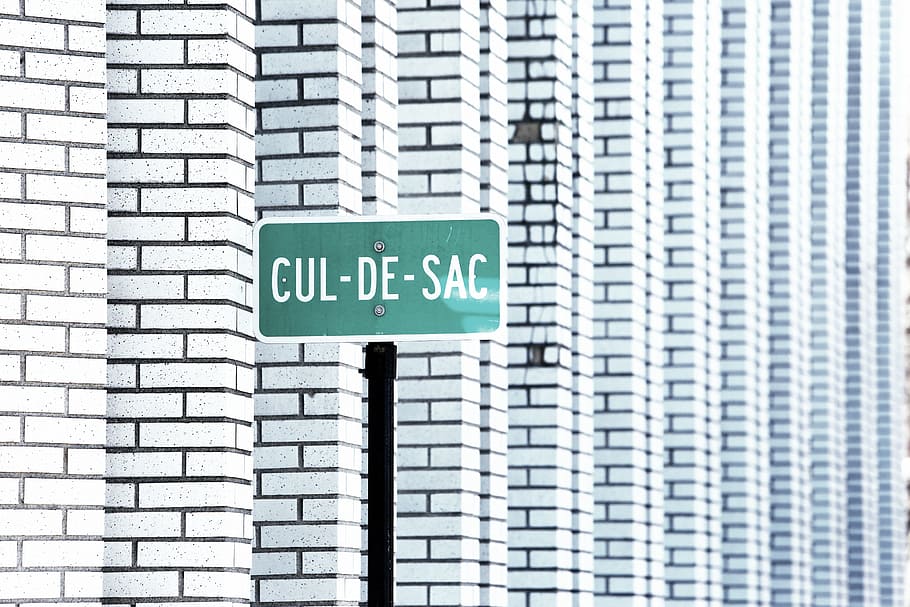 cul-de-sac, street sign, white, bricks, architecture, communication, HD wallpaper