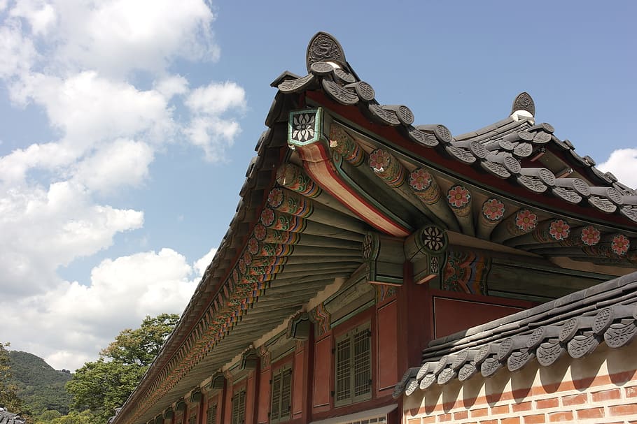 Republic Of Korea, Gyeongbok Palace, roof tile, sky, forbidden city