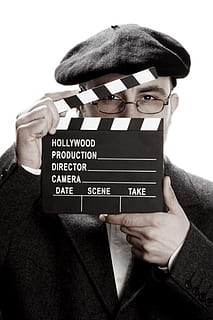 person holding white and black director's clapper board, Hat HD wallpaper