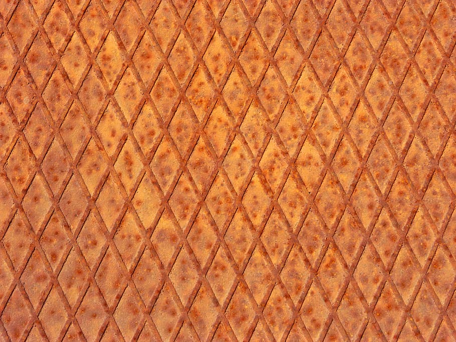 sheet metal, rusty, diamonds, background, texture, geometry HD wallpaper
