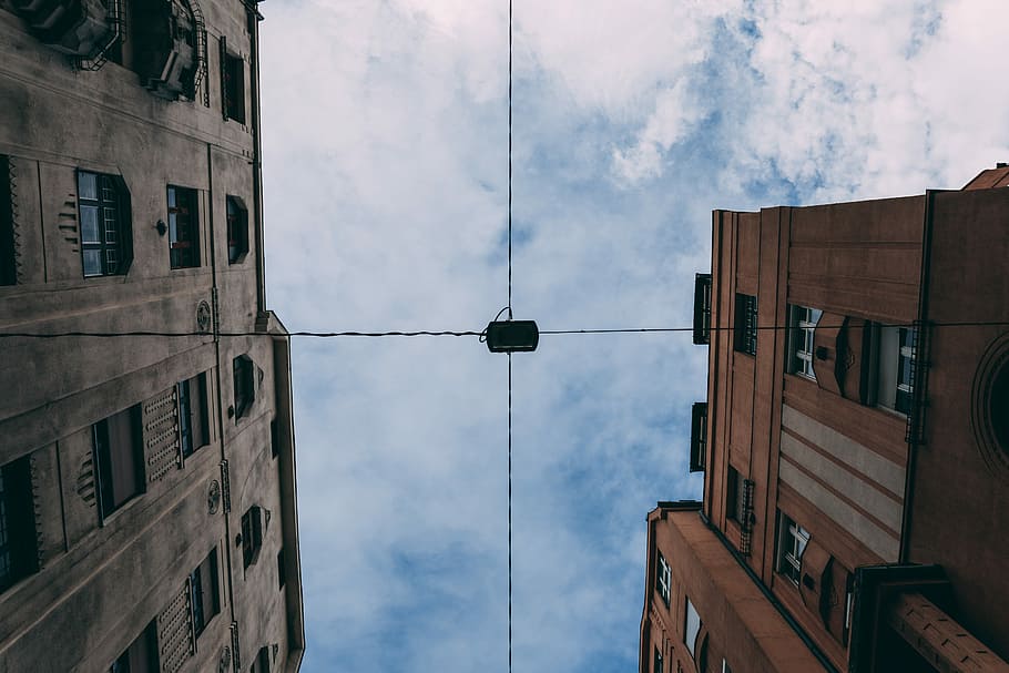 look up, worm's eye view photography of black electric cable HD wallpaper