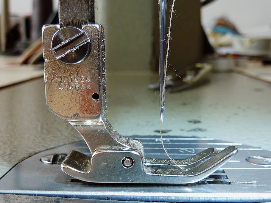 gray needle beside white tread, Sewing Machine, Presser Foot, HD wallpaper