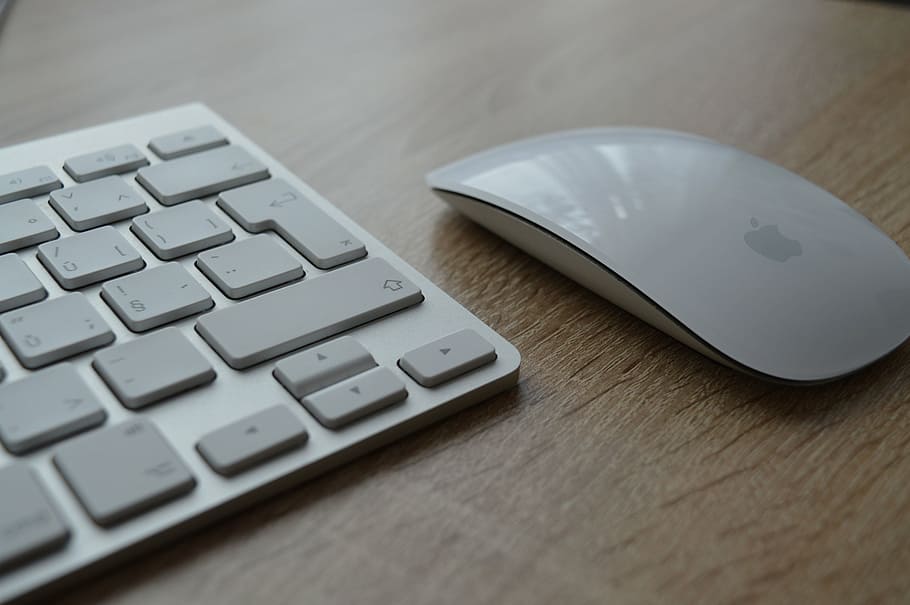 Apple Magic Mouse beside Apple Keyboard, computer, computer Keyboard, HD wallpaper