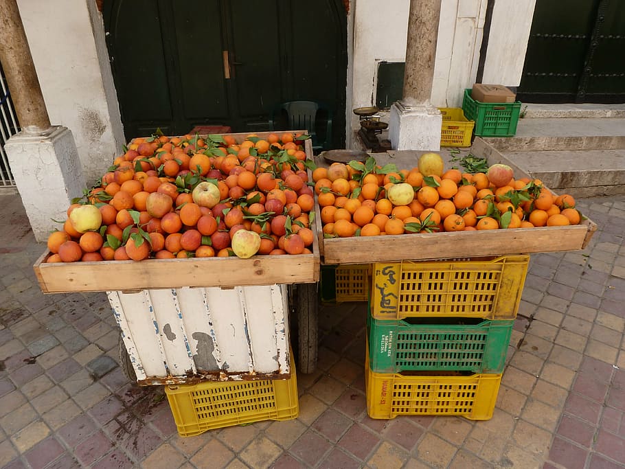 oranges, crates, stall, food, healthy eating, fruit, food and drink HD wallpaper