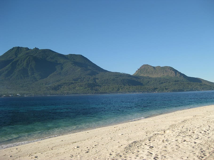 camiguin, philippines, beach, islands, white sand beach, mountain, HD wallpaper