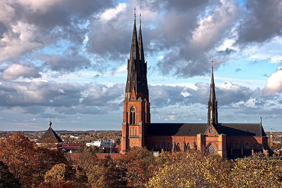 brown tower under gray clouds, Uppsala, Sweden, Scenic, Landscape