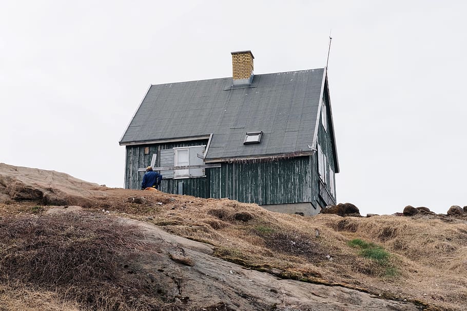 house, people, man, alone, highland, architecture, building exterior HD wallpaper