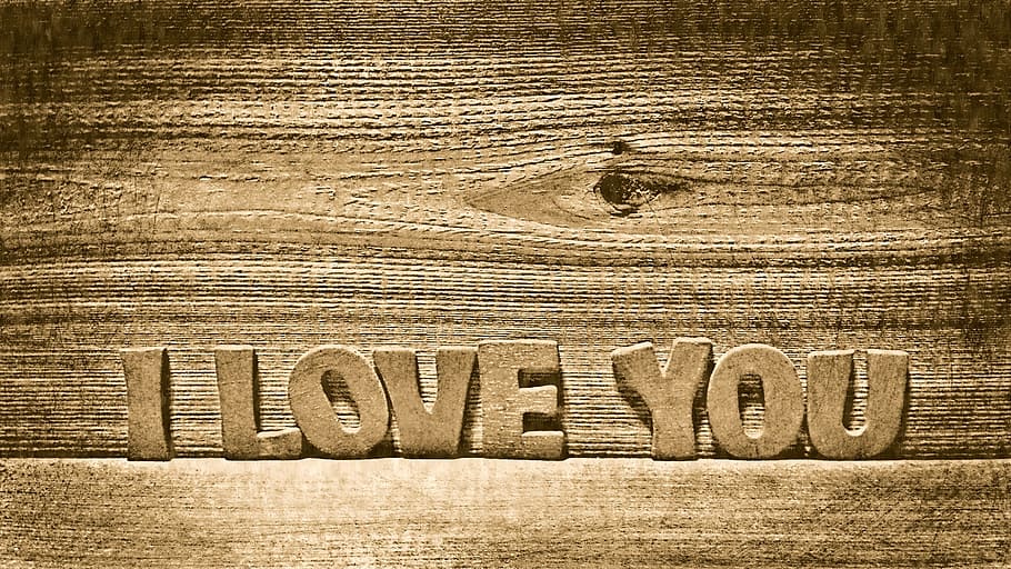 brown wooden i love you free standing letter decor, romantic