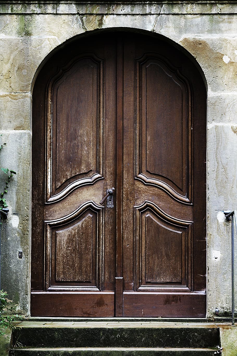 Door, Old, Wood, Input, Portal, Brown, stone, wall, entry, goal HD wallpaper