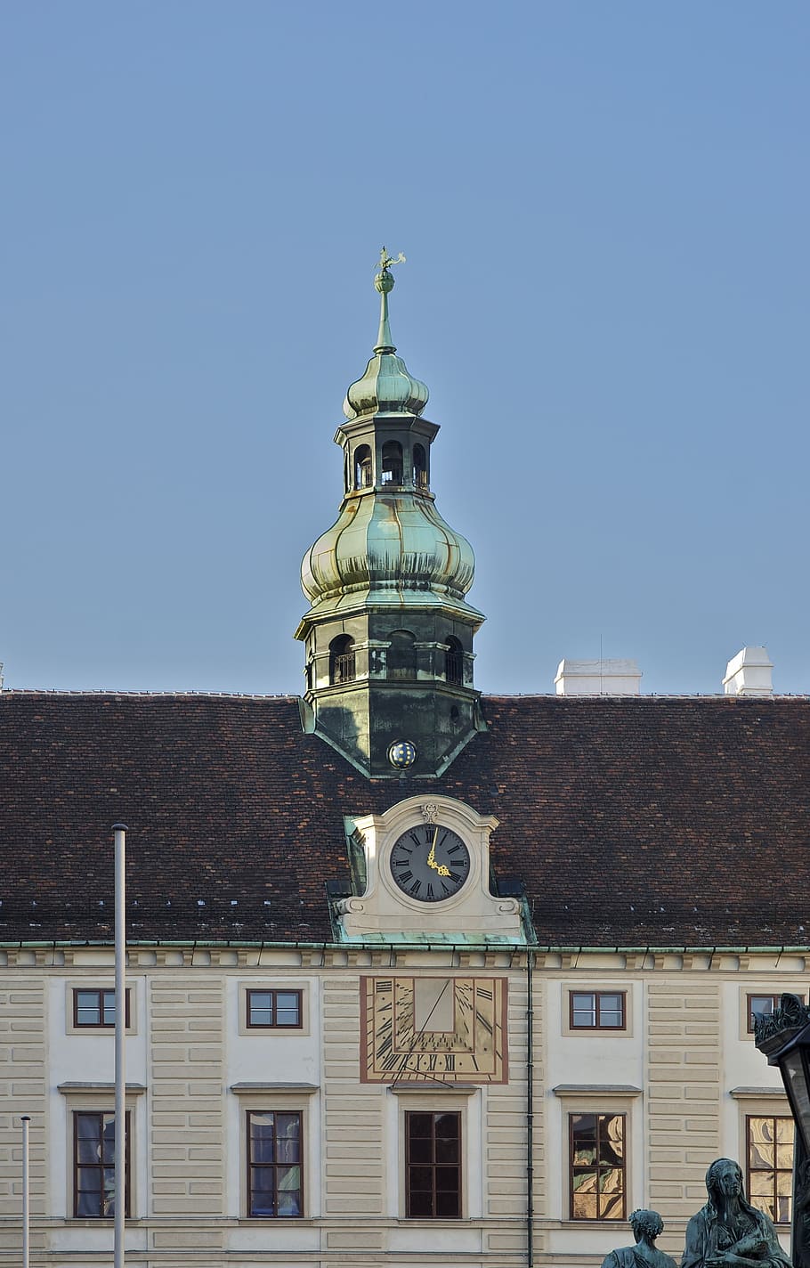 amalienburg, clocktower, sundial, hofburg, palace, vienna, historic, HD wallpaper