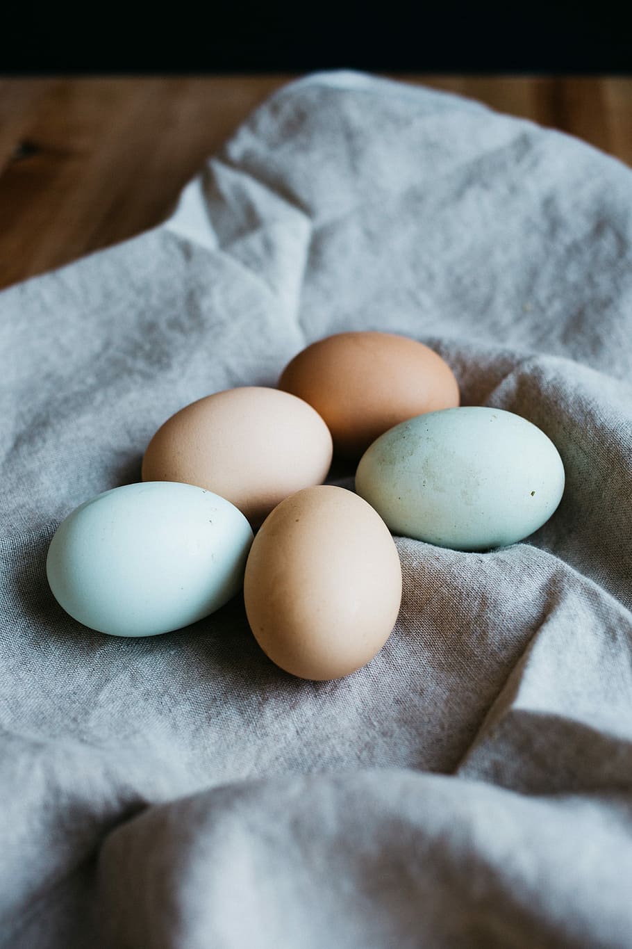 five broil eggs, shallow focus photography of chicken eggs, pastel HD wallpaper