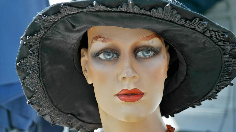 head, human, face, figure, person, hat, black, decoration, woman HD wallpaper