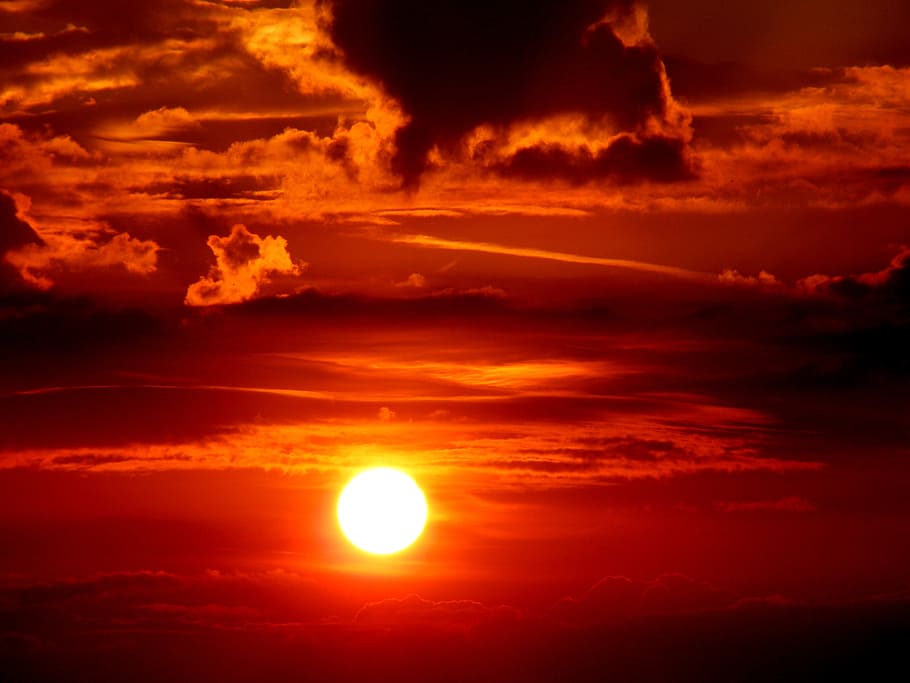sunset, sky, cloud, twilight, red, beauty in nature, orange color HD wallpaper