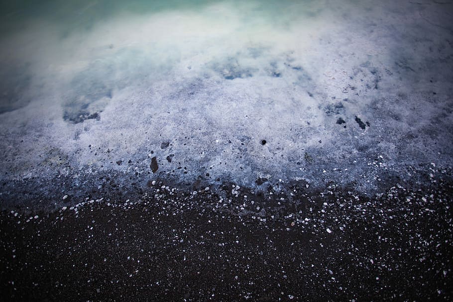 white bubbles, untitled, ice, sea, water, beach, foam, gravel, HD wallpaper
