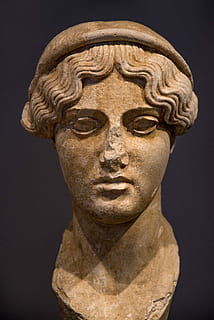 statue, sculpture, stone, face, woman, young, goddess, diademed HD wallpaper