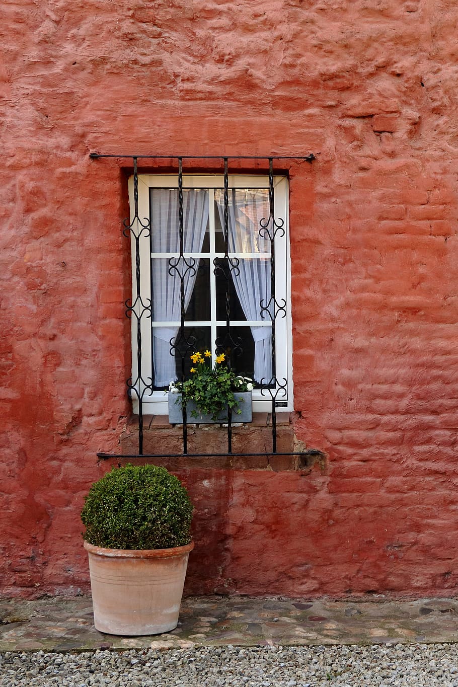 Window, Brick Wall, Facade, Old, home, old window, red, hauswand HD wallpaper