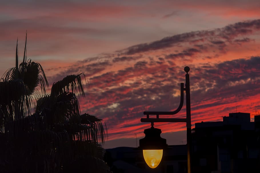 clouds, red, sunset, landscape, orange, horizon, red sky, cloud - sky HD wallpaper
