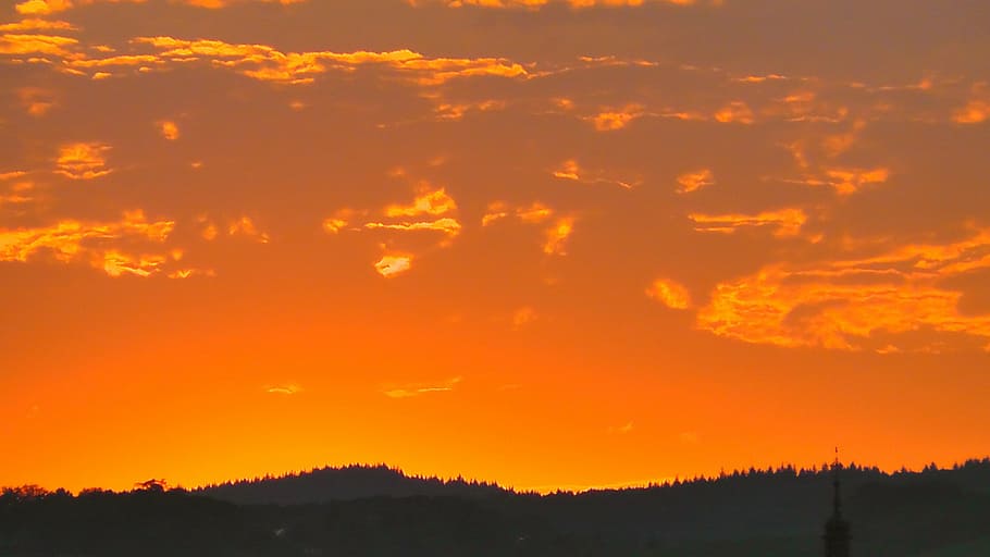 sunset, light, sky, cloud, afterglow, clouds, landscapes, orange HD wallpaper