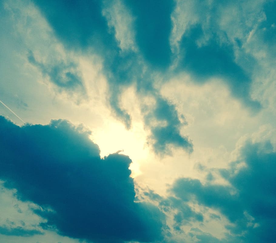 blue skies during daytime, sky, clouds, sun, cloudy, cloudscape HD wallpaper