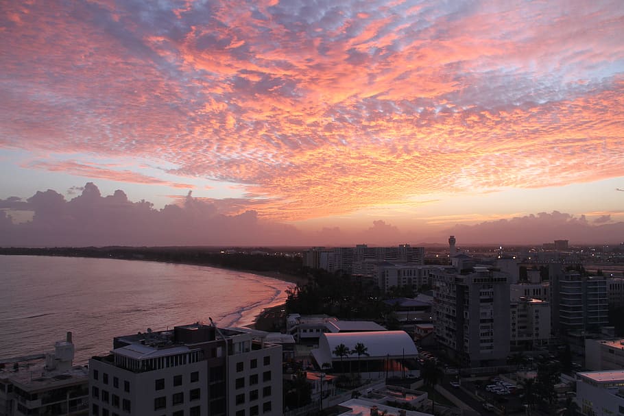San Juan, Puerto Rico, Sunrise, sky, cityscape, sunset, urban Skyline