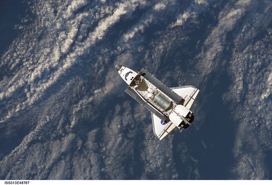 top view photo of NASA space shuttle, start, spaceport, cape canaveral
