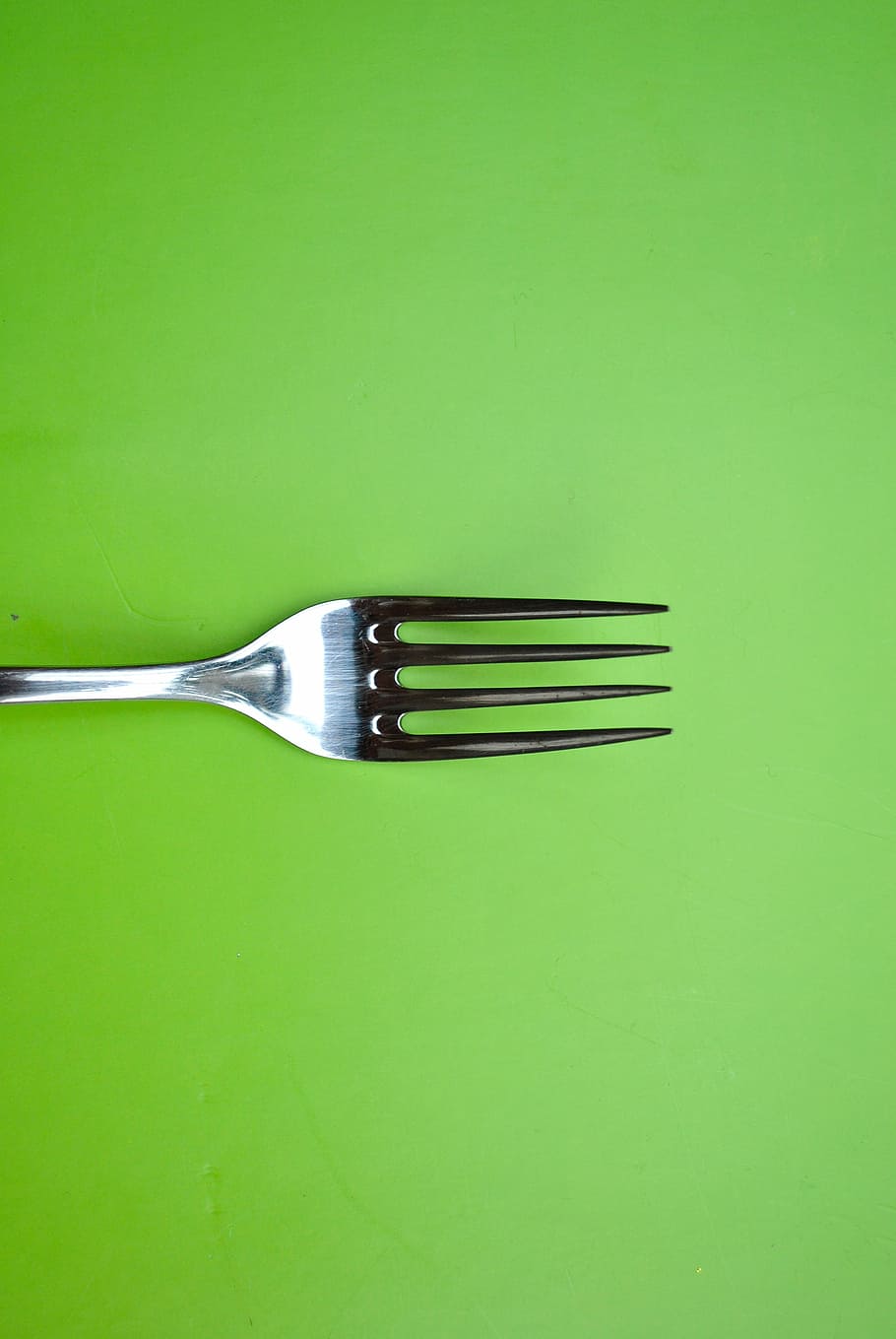 gray stainless steel fork, green screen, dining, restaurant HD wallpaper