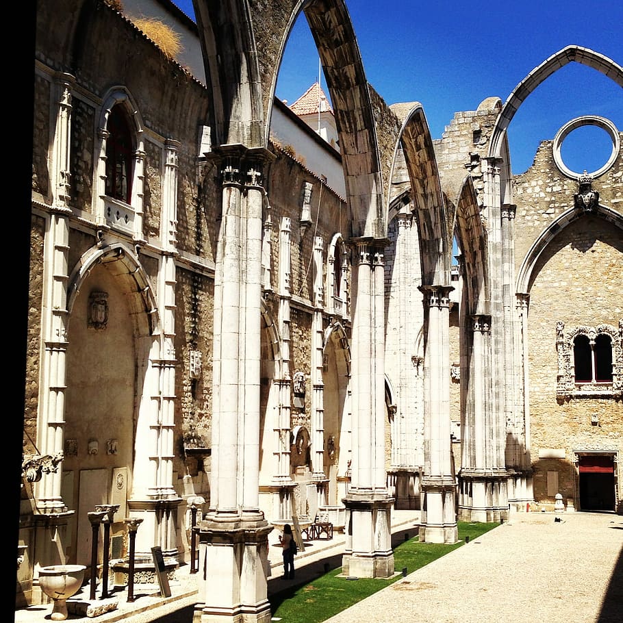 Carmo Convent, Lisbon, Portugal, gothic, church, architecture, HD wallpaper