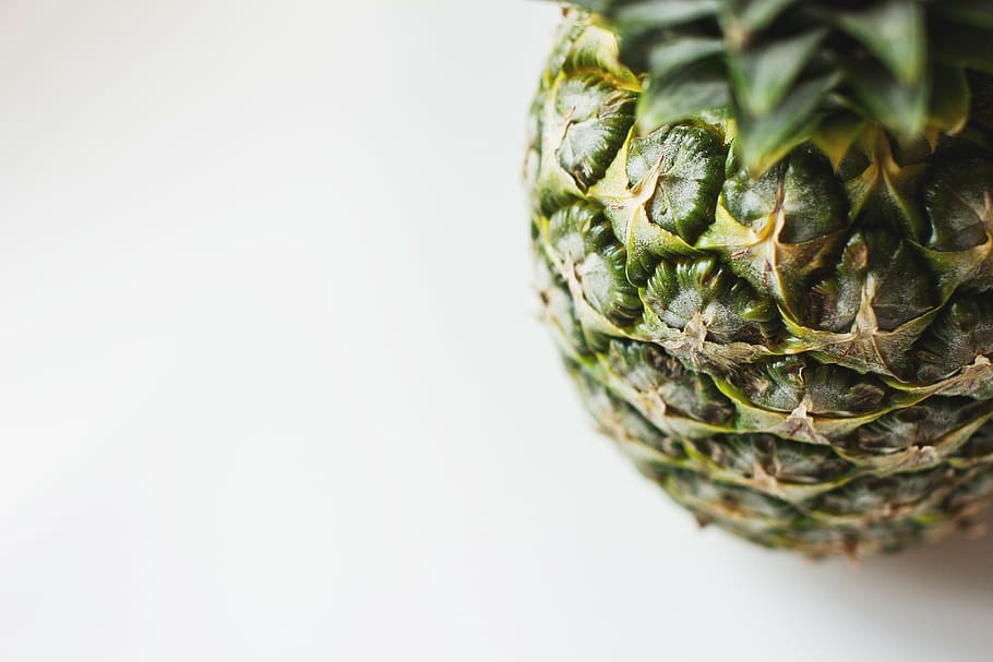 pineapple on white surface, close-up, food, fruit, tropical fruit HD wallpaper