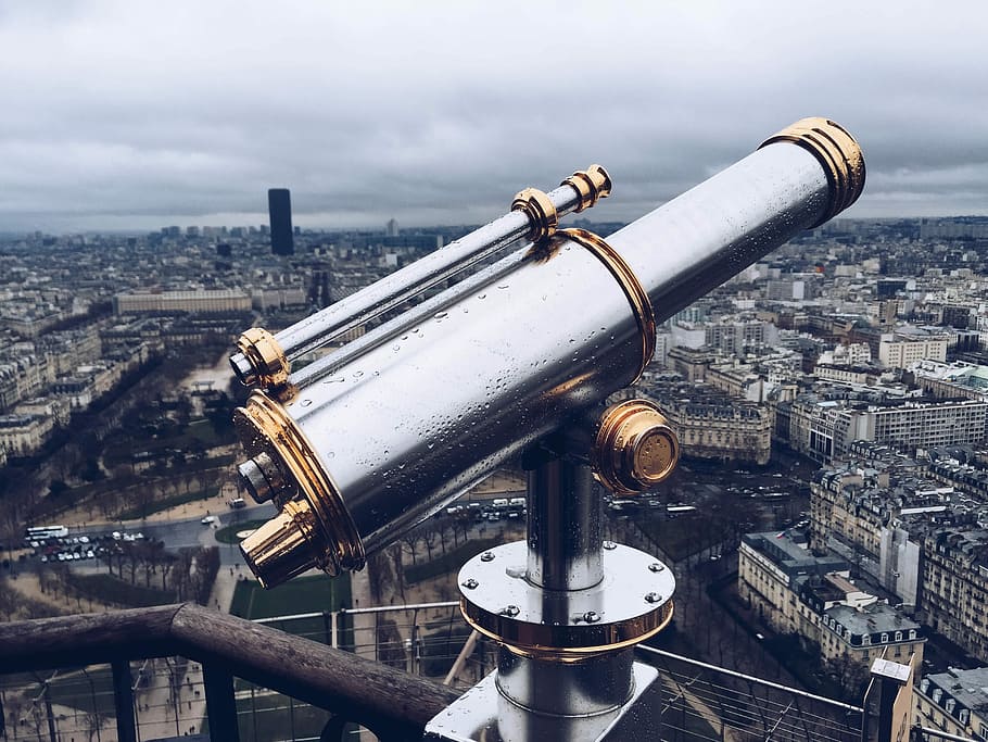 grey and brown telescope, gray and brown tower viewer, raindrop HD wallpaper