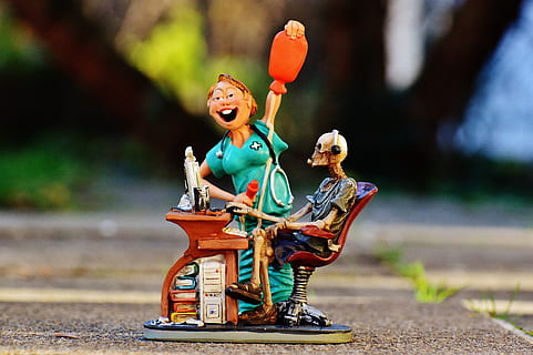 closeup photo of figurine, computer, addiction, help, nurse HD wallpaper