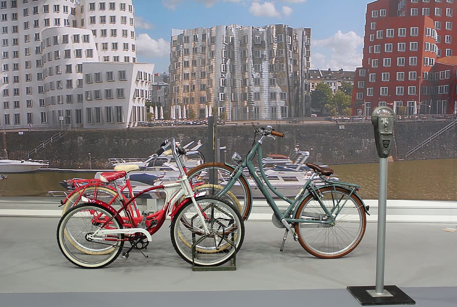 Park Place, Bike Racks, City, bike park place, düsseldorf, HD wallpaper