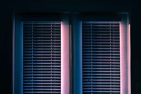 white window blinds closed, two window blinds on windows, dark HD wallpaper