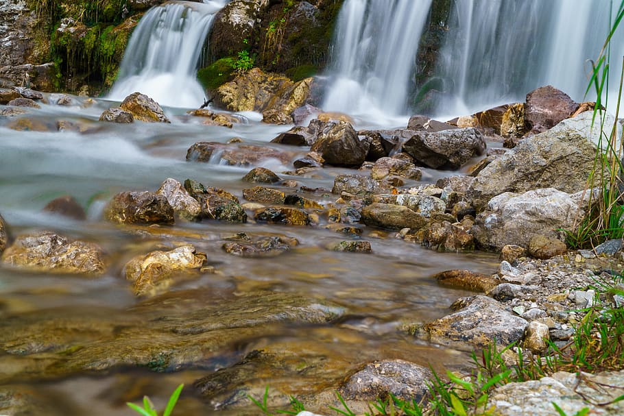 foghorn, wrinkle bach, tobel, oberstdorf, long exposure, water HD wallpaper