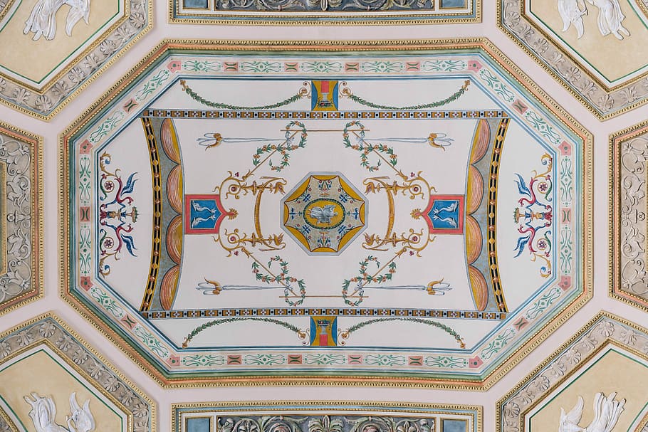 beige and blue ceiling, dome structural photography, architecture HD wallpaper