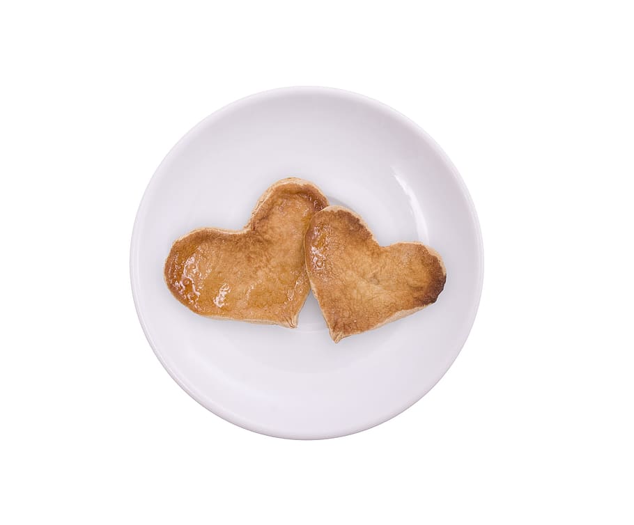 Plate, Cookie, Shape, Heart, Food, dessert, sweet, day, valentine's HD wallpaper