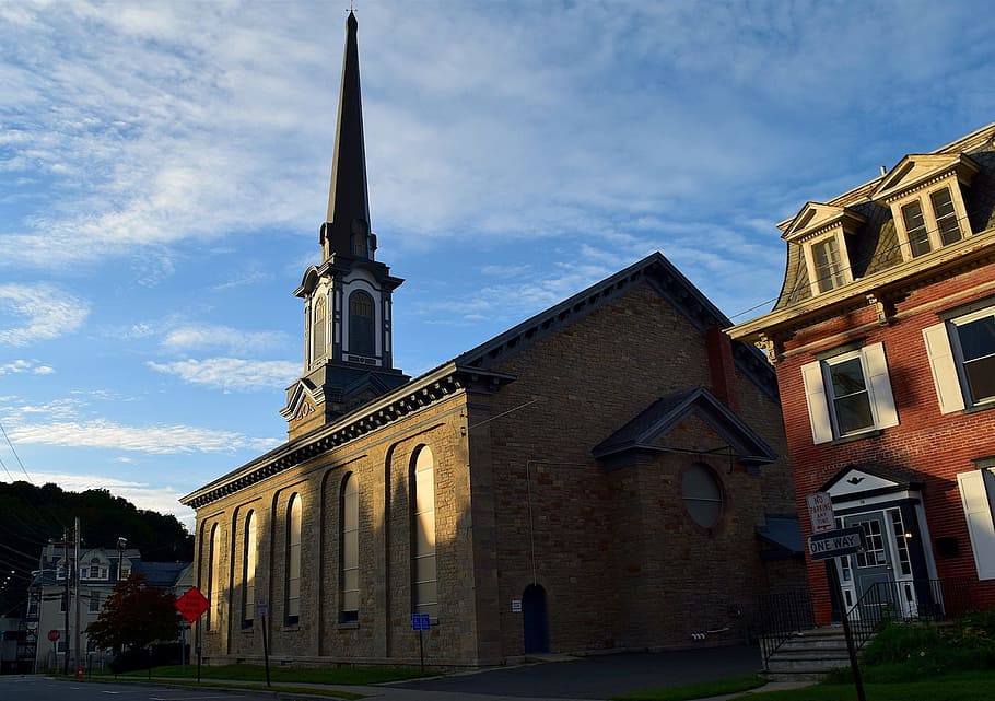 church, sunset, sunlight, shadows, landmark, architecture, sky HD wallpaper