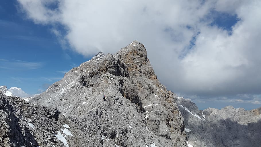 Arête, Rock Ridge, zugspitze massif, mountains, alpine, weather stone, HD wallpaper