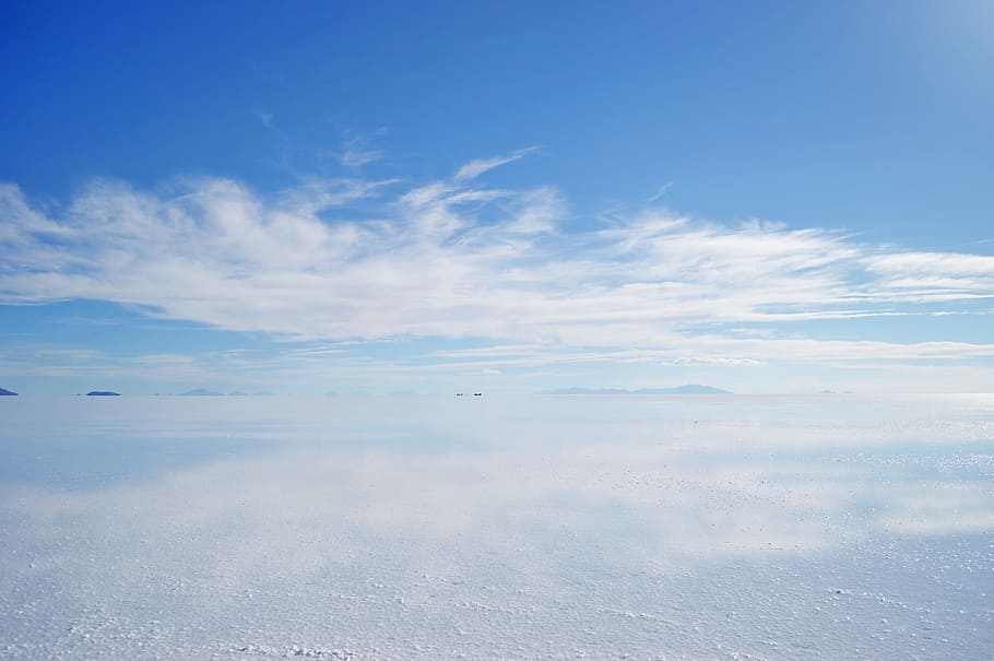 white clouds and blue sky, aerial photography of cloud, body of water, HD wallpaper