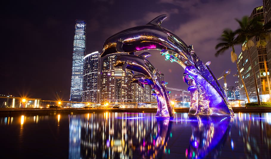 architecture, buildings, infrastructures, night, sky, skyscraper HD wallpaper