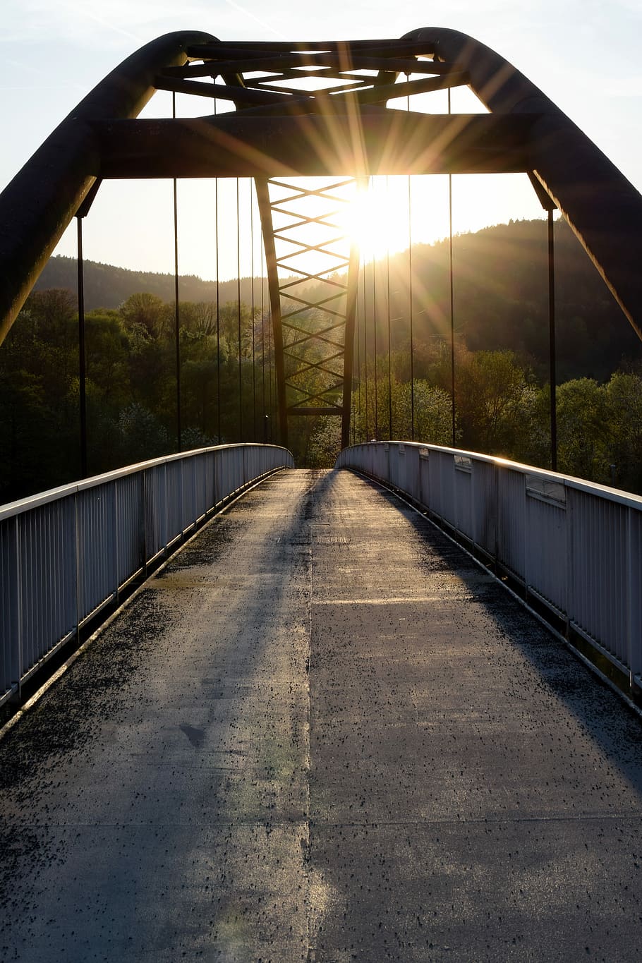 brown and white concrete bridge ear mountain, sunset, arch HD wallpaper