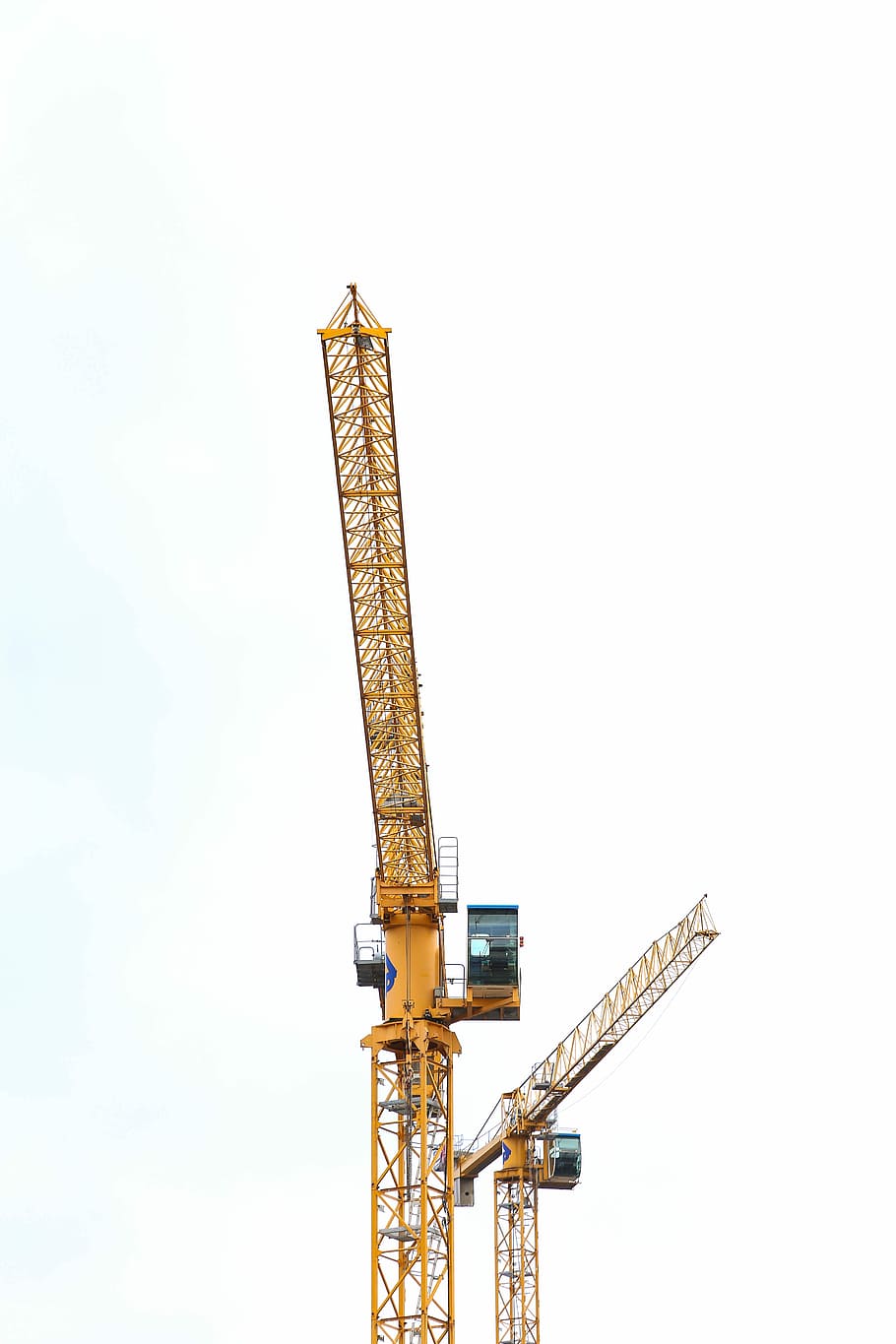 yellow crane, low angle photography of yellow crane, construction