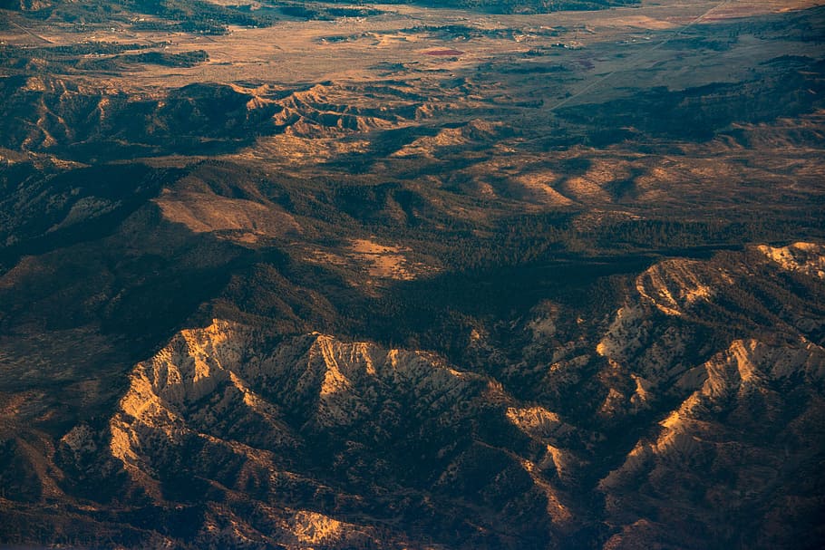 aerial photography of rock formation, landscape, mountains HD wallpaper